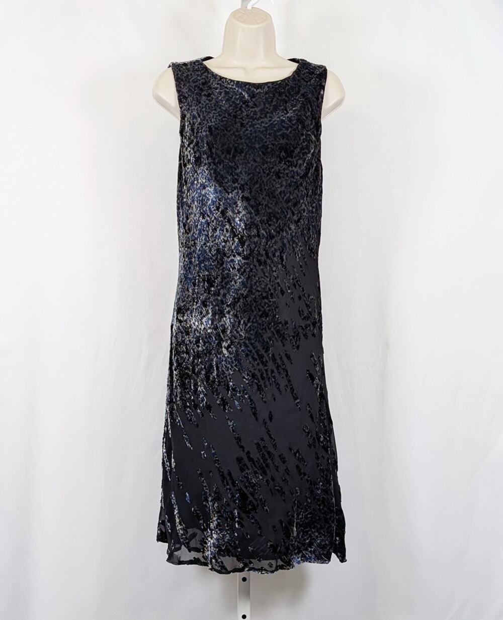 Vintage Y2K Dress Whimsygoth Black Print Burnout Velour Women's Size L Lapis